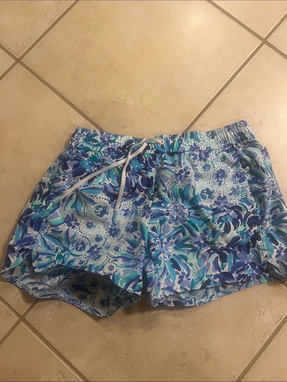 Lilly Pulitzer Blue & Aqua Floral Athletic Shorts